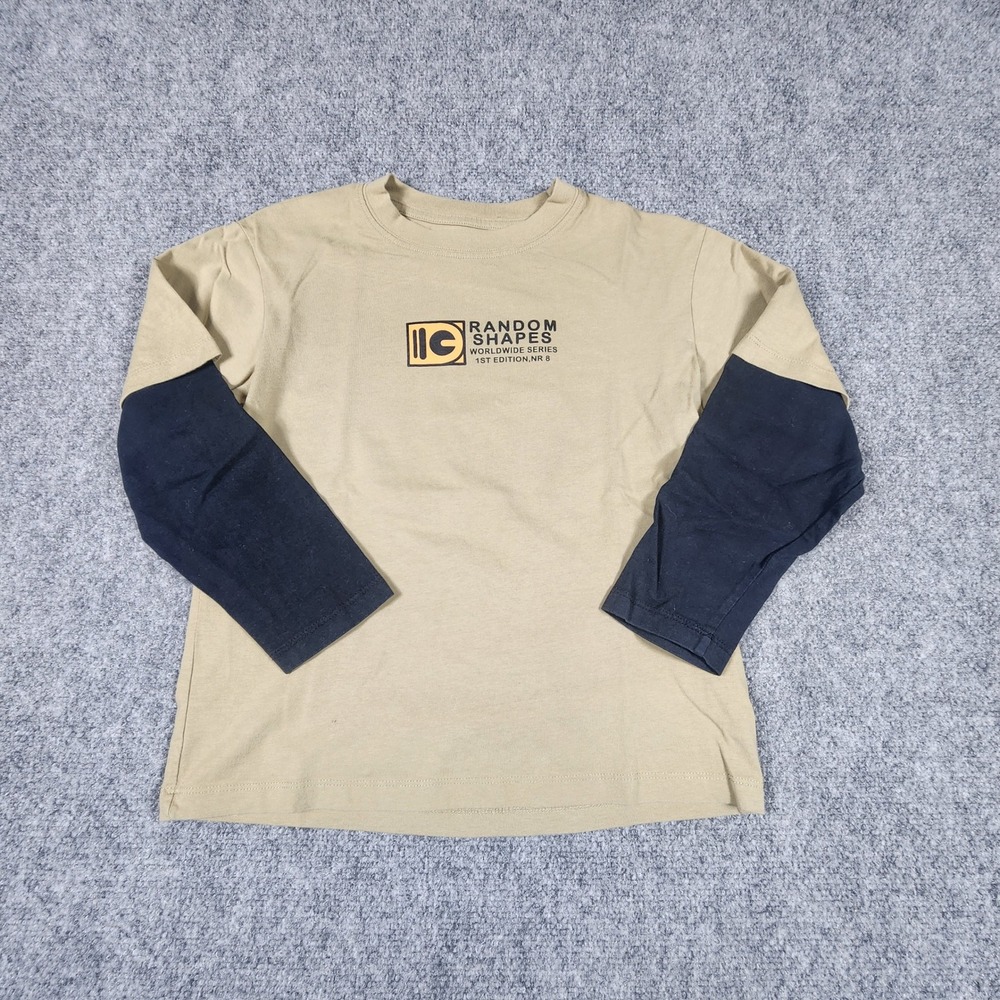 Zara Kids Random Shapes Layered Long Sleeve Graphic Tee Tan Black Size 8-9 130
